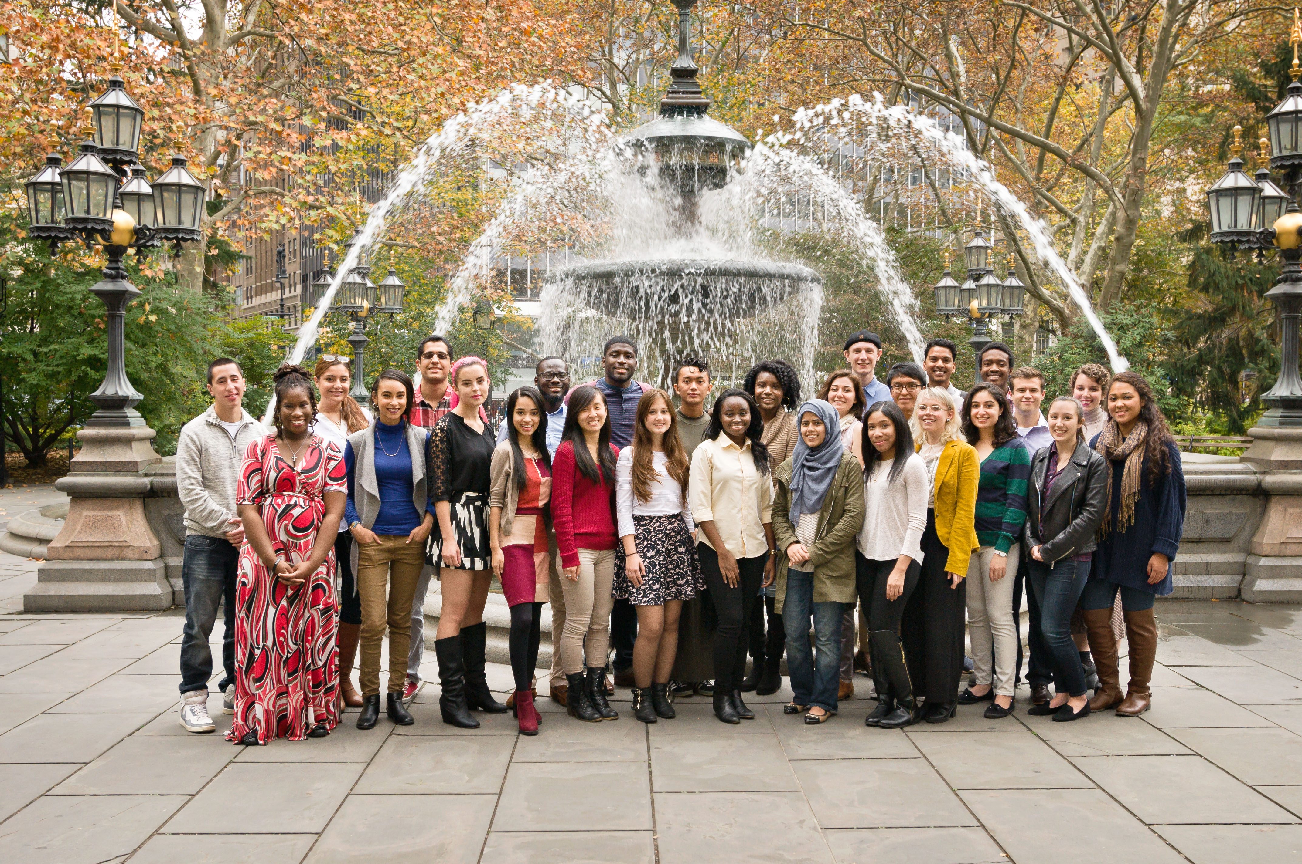 photo of Watson Fellows in front of a fountain