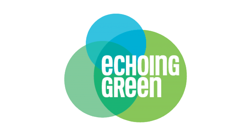 Echoing Green Logo, three circles in varying shades of green with white text